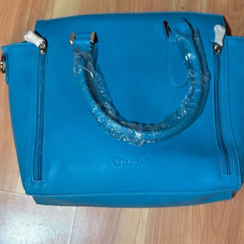 DFRobot BOSON Satchel Tote Handbag Womens Bright Blue Turquoise Detachable Strap
